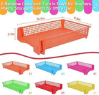 ZZYFGH 6 Pack Turn in Trays Classroom, Colorful Turn in Trays for Teachers, Plastic Classroom Paper Organizers, Stackable Tray for Classroom, Library, Drawers, Office Desk (13.4 * 9.5 * 2.7in) - Image 2