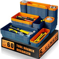 Tool Box Organizer Tray, 60 PCS & 5 Sizes, Blue and Orange by FLYVOLE