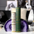 AMOYSTONE Purple Agate Bookends, Heavy Book Stoppers for Large Hardcover - Image 4