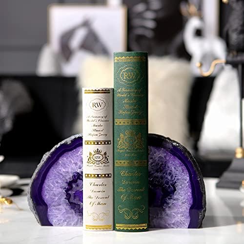 AMOYSTONE Purple Agate Bookends, Heavy Book Stoppers for Large Hardcover - Image 4