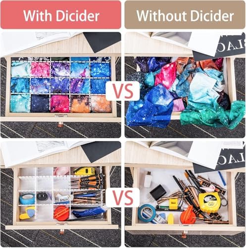 85Pcs Drawer Dividers, Adjustable Drawer Organiser, Cut at Will for Tidying Clutter Clothes, Socks, Makeup, Dresser, Kitchen Black - Image 4