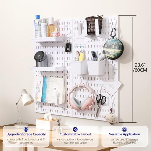 Pegboard Combination Kit, Modular White Wall Organizer - Image 2