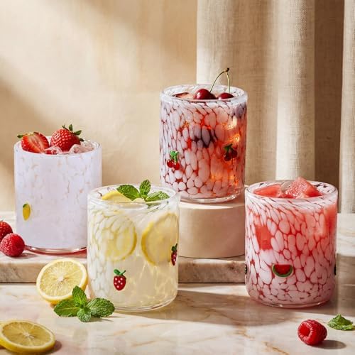 SiliFine 4 Pack Fruit Icon Juice Glasses, 14 oz - Image 3