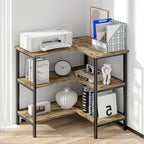 VECELO Corner Cabinet Table with 3 Tier Open Shelf, Multipurpose Display Organizer Storage Stand, for Small Space Living Room Home Office Kitchen,Oak Grey - Image 3