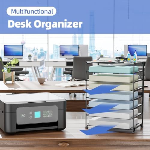 Simple Trending 2 Pack 8 Tier Letter Tray Paper - Mesh Desk File Organizer for Office School Desktop, Black - Image 5