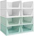 Pinkpum Green Boy Closet Organizers and Storage Stackable Plastic Drawer Basket for Clothing Stackable Storage Bins Shelf Storage Container for Rv Closet Wardrobe Bedroom Bathroom Playroom Man 8 Pack by Pinkpum