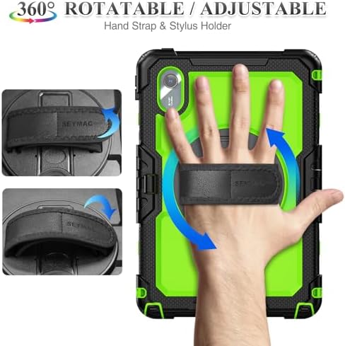 SEYMAC stock Tablet Case for Lenovo Idea Tab 11'' / M11 (TB336FU/TB330FU) 11 inch Drop-Proof Protection Cover with 360° Rotate Stand & Strap [Pen Holder] & Screen Protector 2025/2024, Green+Black - Image 3