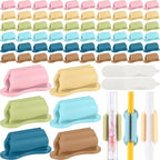 Sherr 60 Pack Adhesive Silicone Pencil Holders Bulk for Desk,Wave,Morandi by Sherr