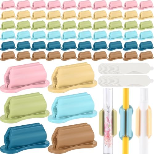 Sherr 60 Pack Adhesive Silicone Pencil Holders Bulk for Desk,Wave,Morandi by Sherr