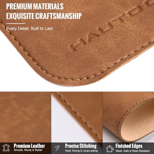 HAUTOCO Cork Desk Mat 48''x19.7'', Distressed PU Leather & Cloth Desk Pad - Image 5