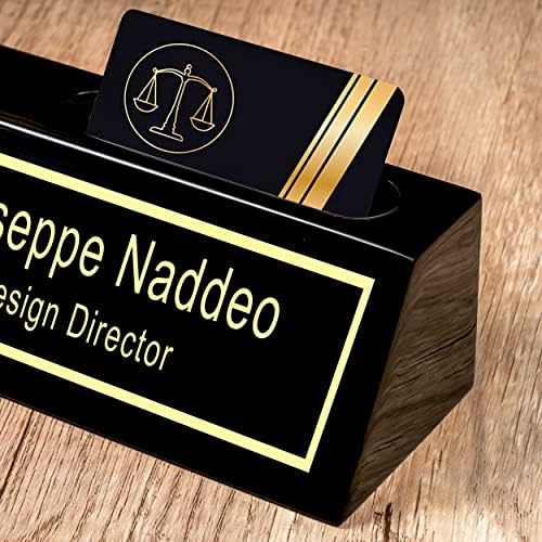 Personalized Engraved Business Desk Name Plate With Card Holder - Customized Executive Black Wood Sign - Custom Gifts for Men - Image 6