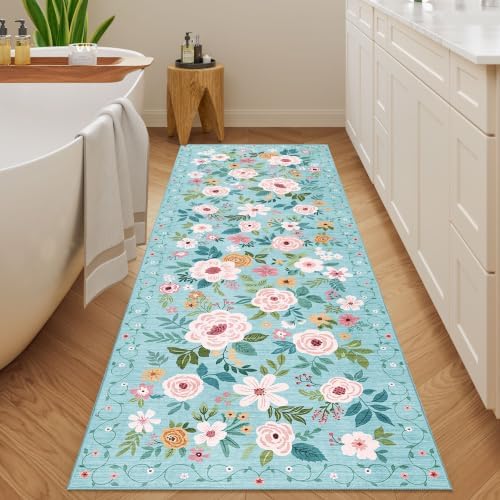 DUKINO 2x6 Runner Rug for Hallway, Washable Kitchen Rugs Non Slip, Teal - Image 5