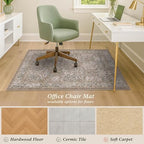 JTJ 5x6 Office Rug for Rolling Chairs, Vintage Botanical Chair Mat - Image 3