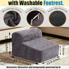 Modern Foam Filled Foot Stool, Soft Lightweight Pouf Ottoman Floor Rest for Living Room, Bedroom, Office Desk, Small Spaces（Gray） - Image 2