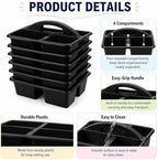gisgfim 6 Pack Plastic Classroom Caddy with 4-Compartments Plastic Storage Caddies with Handle 4 Compartments Table Caddy Organizer Versatile Table Caddies for Classroom Office, Black - Image 3