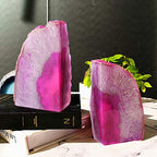 JIC Gem Pink Agate Geode Bookends Anti-Slip Rubber Bumpers 1 Pair 2-3 Lbs - Image 6