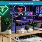 3 Tier Clamp on Desk Shelf,Desktop Organizer with Under Desk Hidden Basket - Image 2