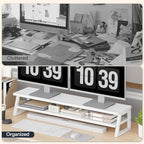 HOOBRO Dual Monitor Stand Riser, 39 Inch Large Computer Monitor Stand for 2 Monitors, Computer Monitor Riser, Desk Shelf Organizer for Office Desk, Accessories, White WW121CJ01 - Image 7