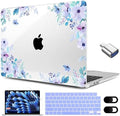 MEEgoodo for M5/M4/M3/M2 MacBook Air 15 inch Case 2026 2025 2024 2023, Case Fit Model (A3448/A3241/A3114/A2941) for MacBook Air 15.3 inch, Soft Purple Floral by MEEgoodo