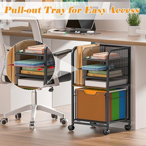 Feyejade 5-Tier Rolling File Cart Cabinet Under Desk Storage Organizer - Image 3