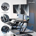 VIVO Black 36 inch Desk Riser with Monitor Mount, DESK-KIT-0V02 - Image 4