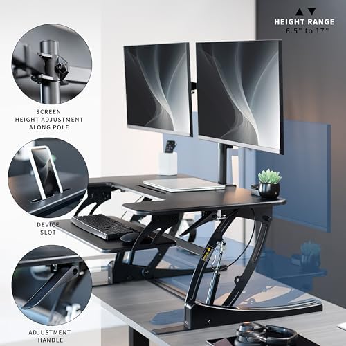 VIVO Black 36 inch Desk Riser with Monitor Mount, DESK-KIT-0V02 - Image 4