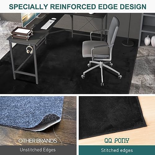 Office Chair Mat, 75" x 60" Large Chair Mat for Hard Floors, Flannel Fabric Area Rug for Hard Surface, Floor Protector Under Desk Mat for Home Office (Black) - Image 5