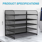 2 Sets 5-Tier Paper Organizer,Paper Tray Holder for Desk,File Holder/Sorter,Legal/Letter Size,A4,File Folder Shelf Organizer for Office,Home,Solid Steel,Mesh,Sturdy,Leakproof,Large Capacity - Image 5