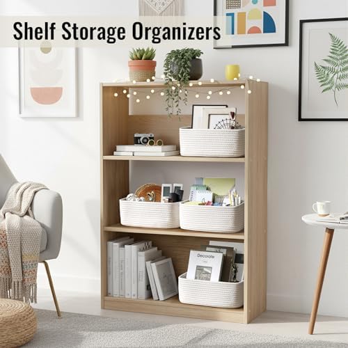8 Pack Small Storage Baskets for Organizing, Woven Rope Bins for Bathroom, Closet, Shelf Organizer, Cute Cube Decorative Box for Towels, Baby Nursery, Toys, Gift Empty Baskets - 11.5"x7.5"x4.7"-White - Image 3