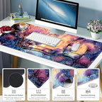 4 in 1 Large Mouse Pad, Keyboard Wrist Rest Set, Ergonomic Mouse Pad with Wrist Support, Desk Mat with Stitched Edges, Extended Desk Pad Waterproof Desk Mat for Home Office I Blossom Purple Flower - Image 5