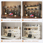 Desk Shelf Organizer for Top of Desk – Desktop Bookshelf with Pegboard & Storage Accessories, Adjustable Hutch for Dorm or Office, Steel Frame Display Shelf, N White frame + white board 21.7*9.8*26in - Image 7