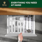 ROYAL CRAFT WOOD Luxury Bamboo Kitchen Drawer Organizer - Silverware Organizer - Utensil Holder and Cutlery Tray with Grooved Drawer Dividers for Flatware and Kitchen Utensils (7 Slot, White) - Image 5