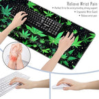 TGFEWYTJYJ Extended Gaming Mouse Pad,Memory Foam Ergonomic Keyboard Mouse Wrist Rest Support Set,Large Desk Mat with Stitched Edges,Non-Slip Base Mousepad Home Office,Marijuana Leaves - Image 6