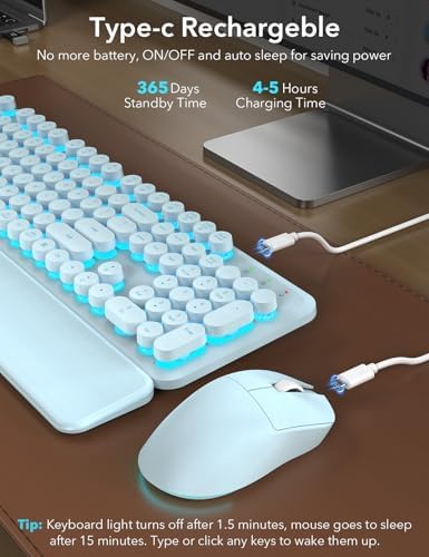 Wireless Keyboard and Mouse Backlit - Typewriter, Magnetic Wrist Rest - Image 4