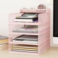 Natwind 4-Tier Stackable Metal Mesh Letter Paper Tray Organizer,Pink by Natwind