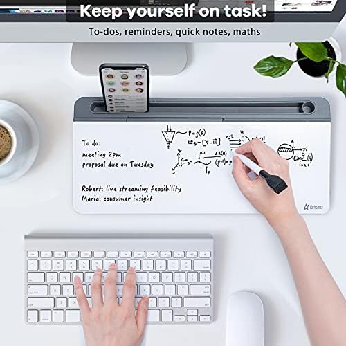 Desktop Glass Whiteboard Gray and Gray Board,Varhomax Desk Organizer and Desktop Memo Pad Solution for Home Office Accessories and School Supplies - Image 2