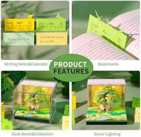 3D Calendar 2027,3D Memo Pad Time Piece Calendar 2027 Creative Desk Calendar Art Paper Sculpture Magic Tree, 2027 Tear Off Calendar DIY Decorative Gift - Image 4