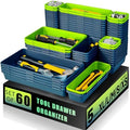 Tool Box Organizer Tray, 60 PCS & 5 Sizes, Blue and Green by FLYVOLE