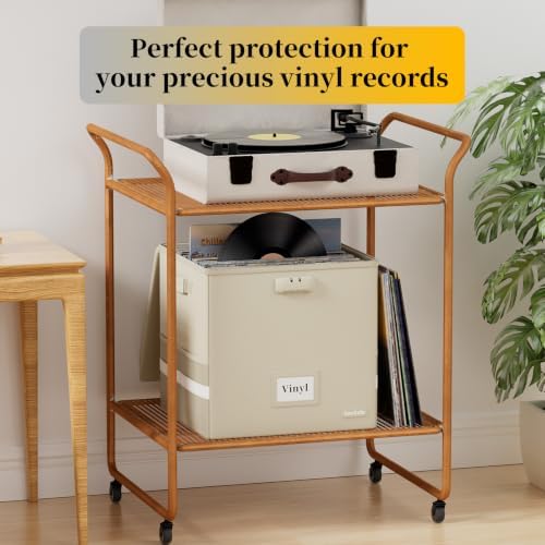 DocSafe Fireproof Vinyl Record Storage Box with Lock, Beige, 13"x13"x13" - Image 7