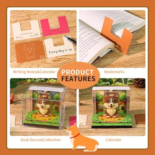 3D Calendar 2027,Time Piece Calendar 2027,Cute Corgi 3D Art Notepad Calendars,3D Memo Pad,Tear Away Calendars,Christmas Gift,New Year Gift (Corgi) - Image 4