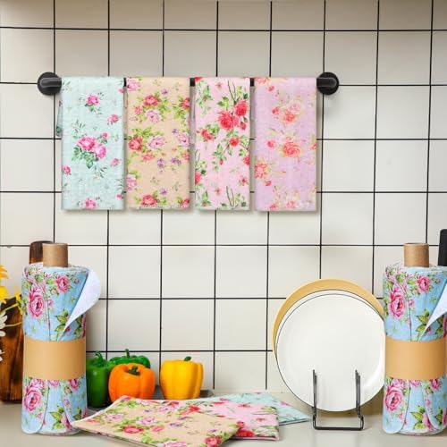 36 Pack Reusable Kitchen Cloths Cotton Towel, Countryside Flowers - Image 4