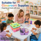 gisgfim 6 Pack Plastic Classroom Caddy with 4-Compartments Plastic Storage Caddies with Handle 4 Compartments Table Caddy Organizer Versatile Table Caddies for Classroom Office, Colorful - Image 5