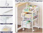 SWTYMIKI Rolling Utility Cart with Drawers - Under Desk Storage Cart with DIY Divider & Lockable Wheels, Multi-Functional Craft Art Supply Organizer for Office, Vanity, Craft Room & Studio White - Image 3