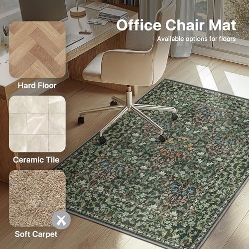 36"x60" Office Chair Mat for Hardwood Floor, Non-Slip Washable Moss Green - Image 3