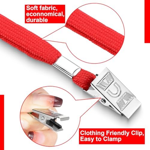Marspark 4"x3" Name Badge Holder with Lanyard Bulk, Red, 200 Sets - Image 3
