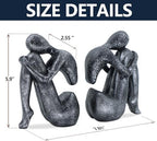 Grey Book Ends Decorative, Girl Thinker Design, Modern Bookends for Shelves, Non-Skid Heavy Duty Resin Book Stopper for Books, Resin, 1Pair/2Piece - Image 2