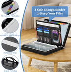 DocSafe File Organizer Zipper Binder with 30 Sheet Protector,Fireproof Accordion 12-Tab Expanding File Folder with Multiple Pockets,Home School Office Safe Storage for Documents,1.5-Inch O-Ring,Black - Image 5