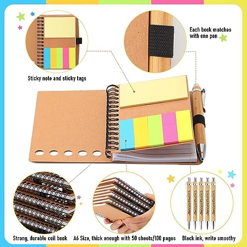 Chuangdi 40 Sets Teacher Appreciation Gifts Inspirational Spiral Notebook Journal with Sticky Notepad Pen Bulk Thank You Gifts for Coworker Team Office Supplies First Day of School Year (Kraft) - Image 3