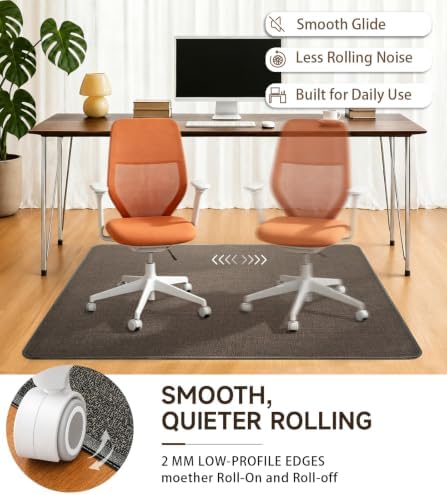 Funwheat Woven Office Chair Mat for Hardwood Floor, 48 x 60 in, Espresso - Image 4