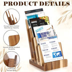 4 Tier Acacia Wood Brochure Display Stand 6 x 9 inch Brochure Holder Pamphlet Display Stand for 5.5 x 8.5 inch 5 x 7 inch Booklets Menus Postcard Holder Multi Purpose Organizer - Image 3